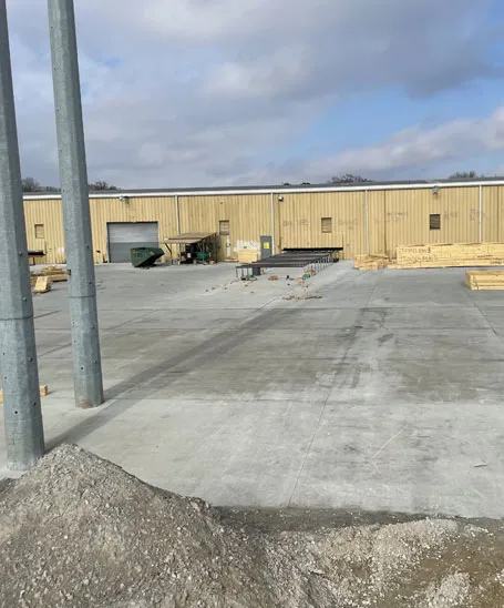 Commercial concrete apron poured at a warehouse building in North Alabama